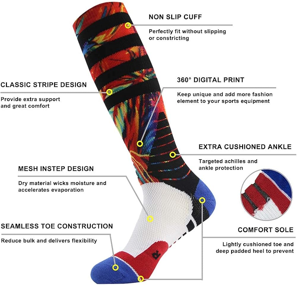 J'colour Basketball Socks, Cushioned Athletic Sports Crew Socks for Men & Women: Clothing