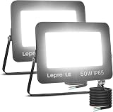 Lepro 50W LED Floodlight Outdoor 4250LM IP65 350W Equivalent Pack of 2