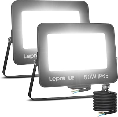 Lepro 50W LED Floodlight Outdoor 4250LM IP65 350W Equivalent Pack of 2