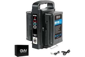 GVM GREAT VIDEO MAKER GVM 2 Packs 95Wh 6600mAh V Mount Battery with Charger+Power Cable Compatible Video Camera Camcorder Broadcast LED Light Replacement Brick for DSLR, Camera Battery with D-Tap and DC Output USB Ports