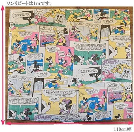 Amazon ディズニー ミッキーマウス ヴィンテージ風の加工 キャラクター生地 シーチング 110cm幅 50cm単位のカット販売 布 生地 通販