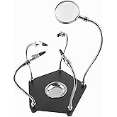 Helping Hands Soldering Station, Third Hand Soldering Tool PCB Circuit Board Holder with 3X Magnifying Glass, 4 Flexible Arms