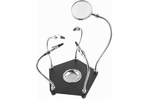 Helping Hands Soldering Station, Third Hand Soldering Tool PCB Circuit Board Holder with 3X Magnifying Glass, 4 Flexible Arms