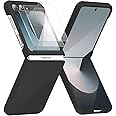 for Samsung Galaxy Z Flip 6 Case with 2 Pcs Screen Protector, Slim-Thin Hard PC ZFlip6 Phone Case Cover,Anti-Scratches Shockproof Protective Cases for Samsung Galaxy Z Flip 5G,Black