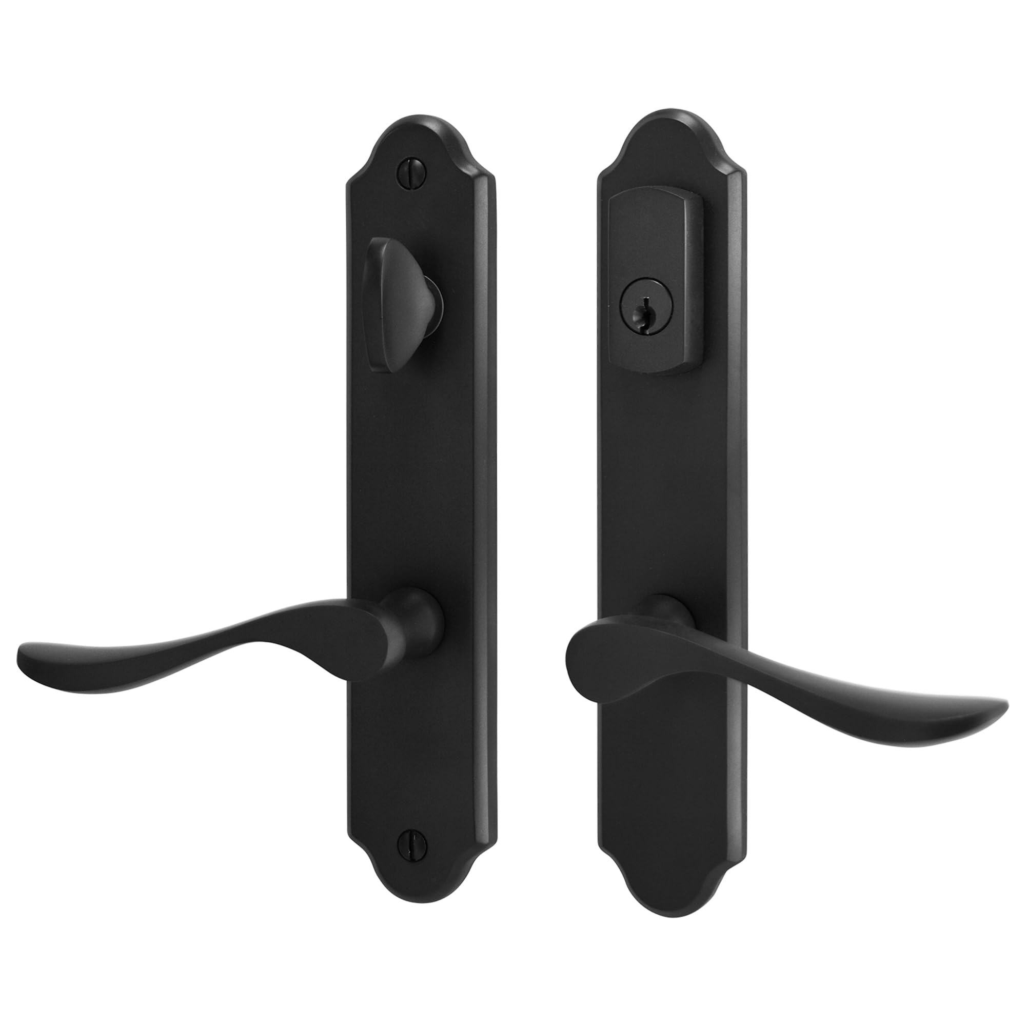 Photo 1 of 10" Arch Keyed MPL Hinged Patio Door Active Handleset Trim Compatible with Ashland, Marvin, Milgard & Jeld-Wen French Doors, 3-5/8" Handle PZ, 7-1/4" H.C., Non-Handed, Matte Black