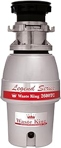 Waste King L-2600TC Controlled Activation 1/2 HP Garbage Disposal with Safer Controlled Grinding, Power Cord Included