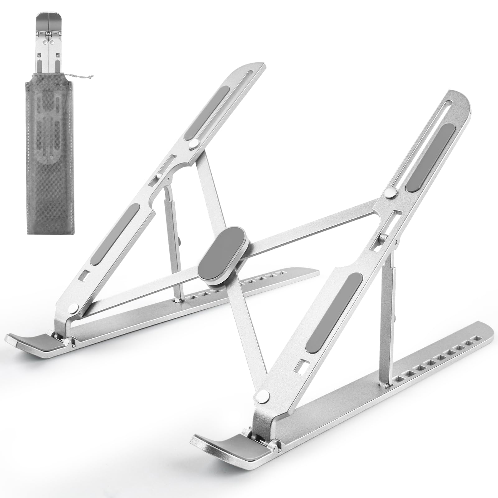 Laptop Stand for Desk Adjustable, Folding Tablet Stand Aluminum Portable Laptop Riser for Desk, Foldable Computer Stand Laptop Holder for Notebook PC