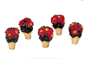 Lemax Village Collection Miniature Poinsettia Set of 5 # 34970