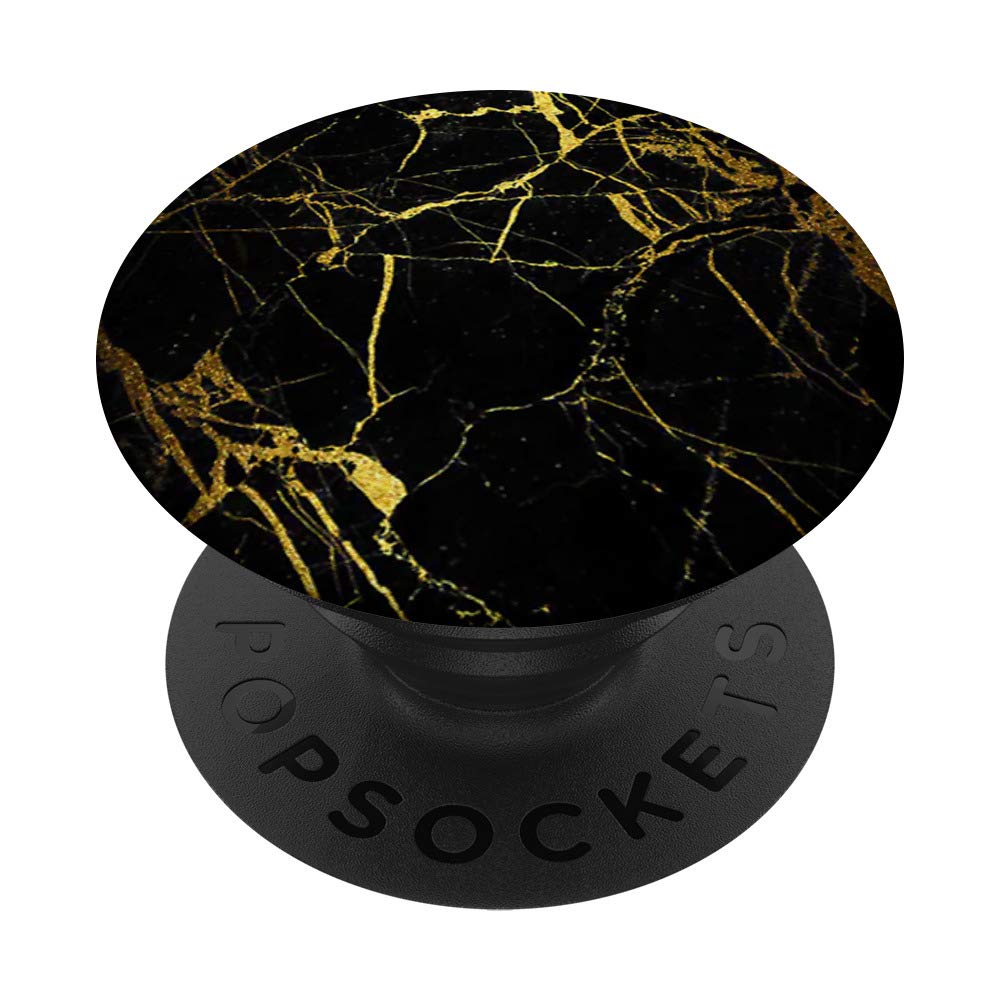 PopSockets Faux-Black-And-Gold-Marble-Effect - Black-Marbled-Design PopSockets PopGrip: Swappable Grip for Phones & Tablets