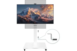 HOVADOVA Rolling TV Stand with Hand Crank Lift,Mobile TV Cart for 42-75inch TVs with Rotating,Portrait to Landscape,Free Height Adjustable Portable TV Stand with Wheels Holds up to 110lbs,Max VESA 600x500mm