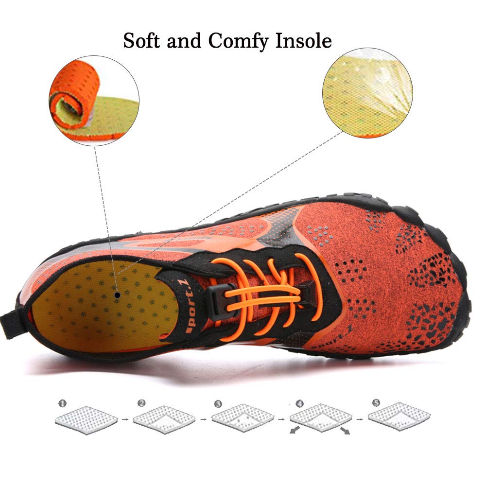 MARITONY Water Hiking Shoes for Men, Lightweight Quick Dry Barefoot Socks Water Aerobic Swim Shoes with Toes, Water Sneaker for Beach Diving Surf, 1901 OrangeRed 45