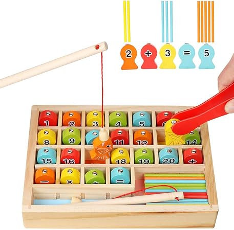 Amazon Sefod さかなつり 木製 釣り遊び 数字 色 認知 マグネット式 磁石付き 釣りゲーム フィッシング カラフル 木のおもちゃ 知育 玩具 家族で 楽しむ 魚釣り ゲーム 子ども向け セット 屋内遊具 おもちゃ