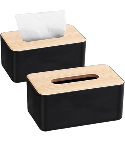 Boîte à Mouchoirs Avec Couvercle Bambou - Distributeur Déco Pour Salle De Bain | Rangement Mouchoirs Et Lingettes