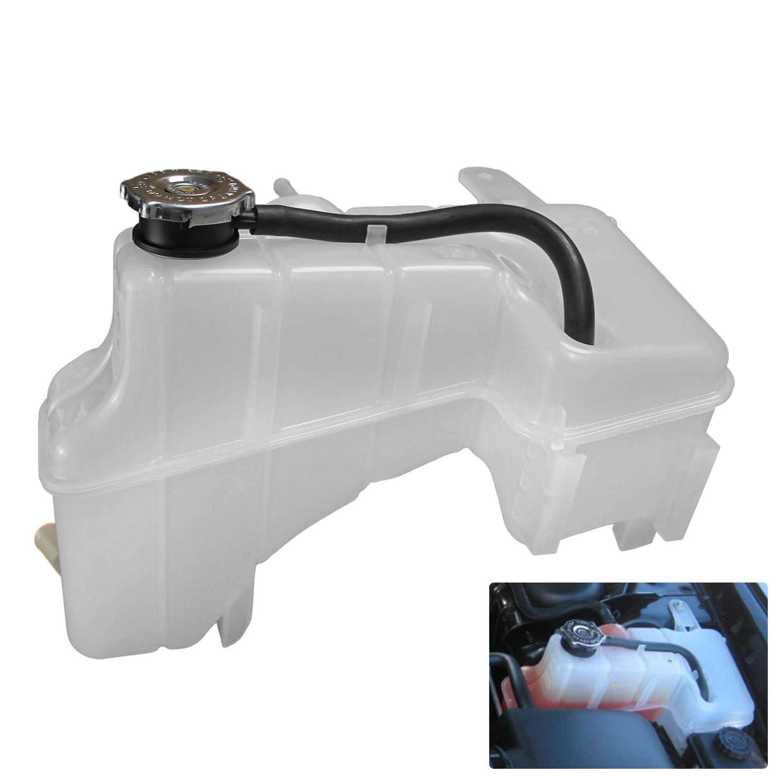 Photo 1 of PPNZQAUT 603-056 Engine Coolant Reservoir Tank with Cap Compatible with 2005 - 2010 Chrysler 300 | 2008 - 2010 Dodge Challenger, 2006 - 2010 Dodge Charger, 2005 - 2008 Dodge Magnum Replaces# 4596466AF
