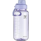 Fanhaw 32 oz Clear BPA-Free Tritan Water Bottle with Fast-Flow Spout Lid, Leakproof Wide-Mouth Reusable Bottle for Gym, School & Office (Amethyst)