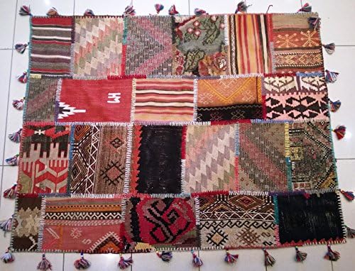 Patchwork Turkish Rug 4.28 x 5.44 ft Area Rugs Kilim Rug Patchwork Area Rugs Kilim Rugs Home Decor Bohemian Home Decor Rugs Home Decorations
