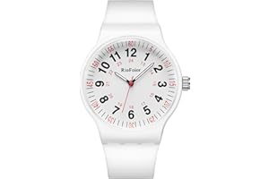 RioFoior Waterproof Analog Unisex Nurse Watch for Nurses,Nursing Students,Medical Professionals,Women,Men with Easy to Read Military Time Dials,Second Hand and 24 Hour,Soft Breathable Silicone Band.
