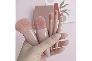 5pcs New Travel Mirror Case Makeup Brush Set - Portable Multi-Functional Powder & Blusher Beauty Tools