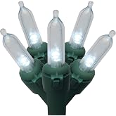 Brite Star 50 Lt Traditional Mini LED Lights, Pure White, Green Wire