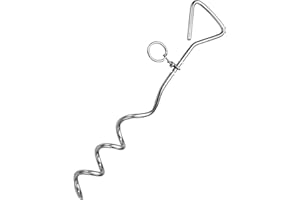 Katzco Dog Tie-Out Stake - Heavy Duty 16" Dog Stakes for Outside, Yard and Camping, Corkscrew Arrowhead Design with Tangle-Free 360 Swivel Hook - Water Resistant Pet Restraint Tool up to 80 lb Dogs
