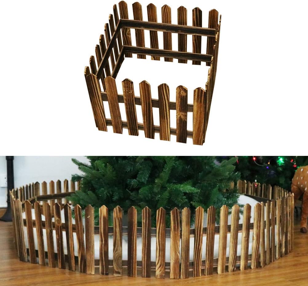 Decorative Wooden Picket Fence, Christmas Tree Fence Home Garden Xmas