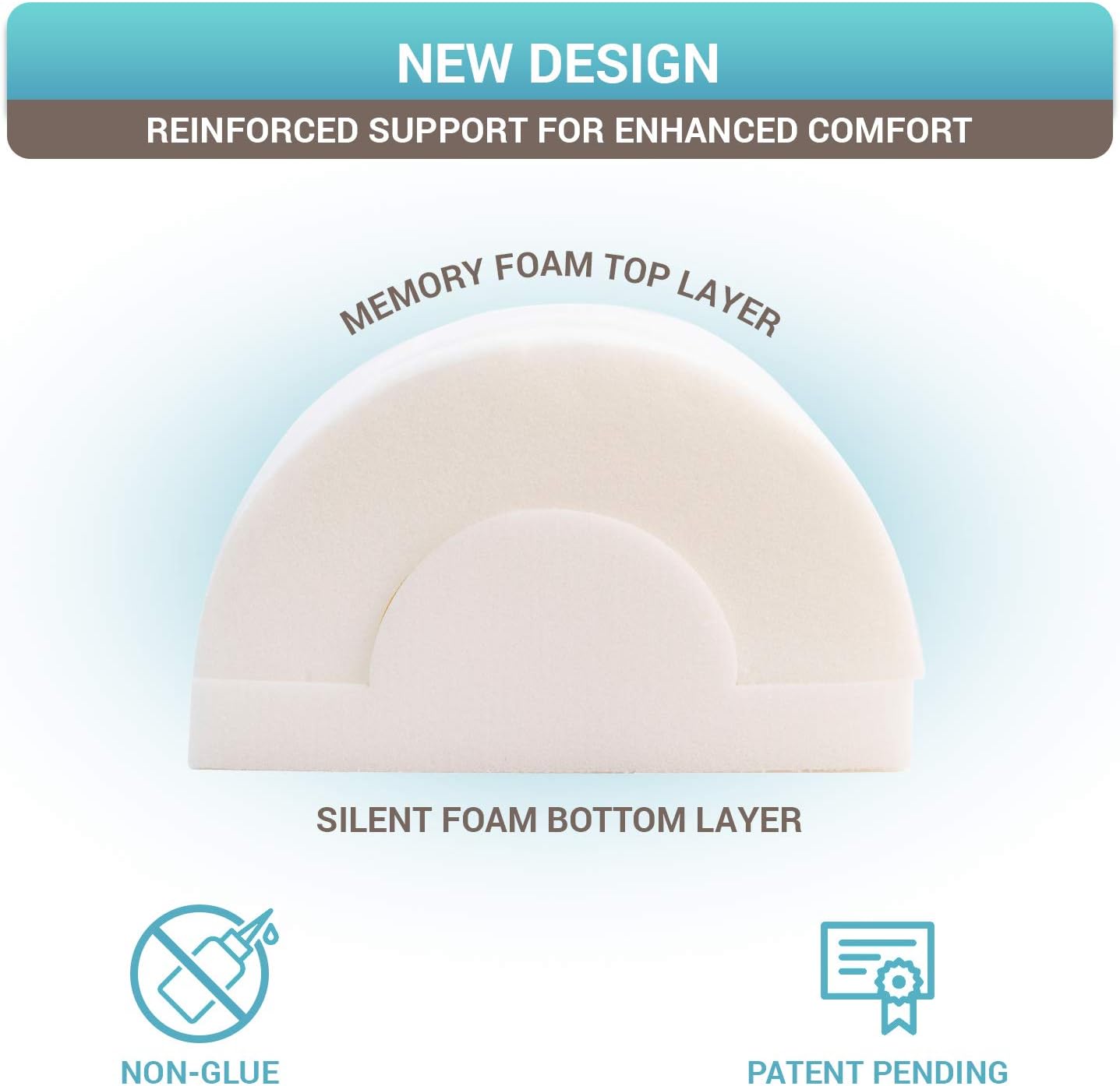 Half Moon Bolster Semi-Roll Pillow - Ankle and Knee Support - Leg Elevation - Back, Lumbar, Neck Pain Relief - Pad for Side and Stomach Sleepers - Premium Quality Memory Foam - Breathable Cover: Home & Kitchen