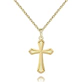 Kelli Myers Cross Necklace for Women 14K Gold Necklaces for Women Cross Chain for Womens Sharp Clean Edges with Soft Faceted Cuts Womens Gold Pendant Necklaces