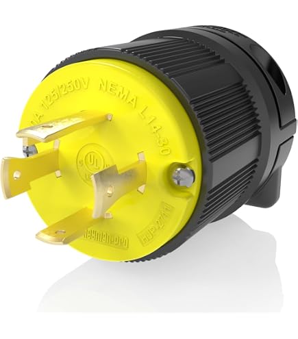 thumbnail image 2 of Pass Seymour L5-30P Twist Lock Plug – 125V 30A, Yellow, Generator RV L530P 2 of 3