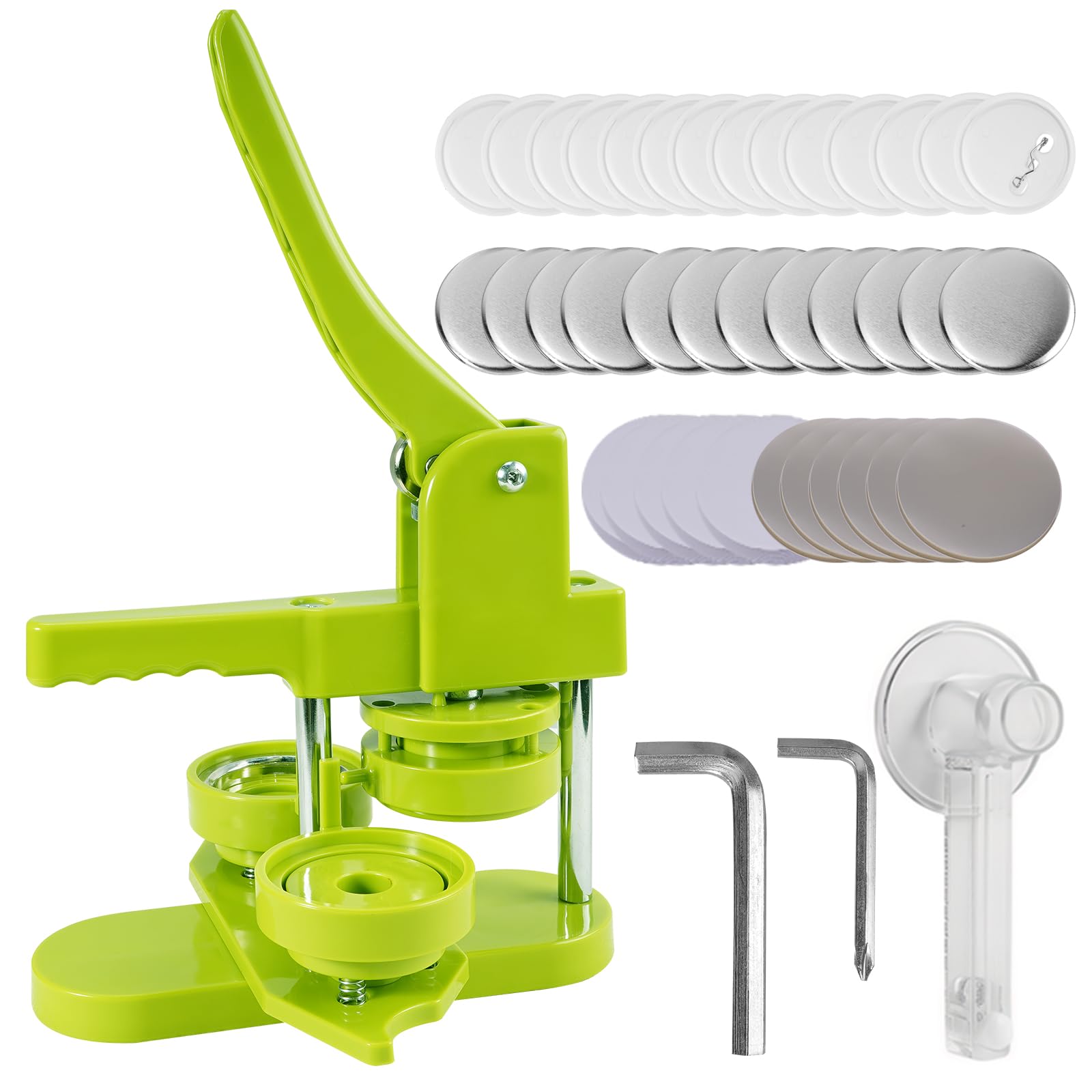 Button Badge Pin Maker Machine 58mm (2.25") DIY Press Kit with 100 Free Button Parts and Circle Cutter