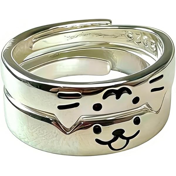 Amazon.com: POYAMUSE Cute Dog and Cat Ring Set for Couple, Friends