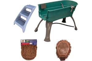 Booster Bath Elevated Pet Bathing Large Teal with Steps and Brown DGS Cleaning Crew Combo