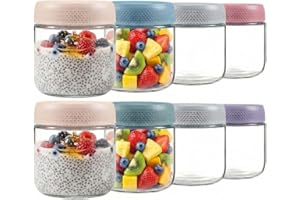 8 Pcs 300ml/10oz Overnight Oats Jar Yogurt Container Overnight Oats Containers with Lids for Homemade Yogurt Oatmeal Salad Ja