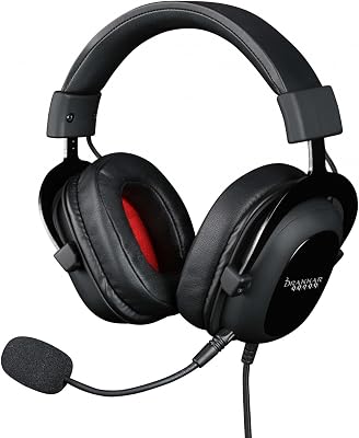 Drakkar Auriculares para Juegos con Cable Bodhran para PC - Altavoces de 53 mm - Micrófono Desmontable - Cable de 2,5 m - Negro