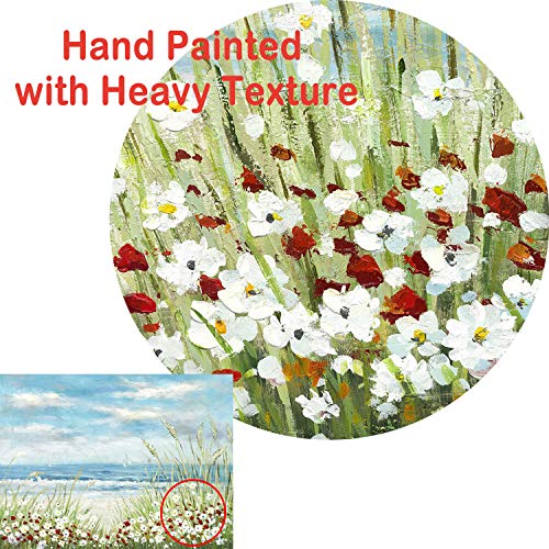 Beach-Scene-Canvas-Wall-Art-Seaside-White-Wildflower-Blue-Ocean-Seascape-Painting-Picture-Artwork-for-Bedroom-Wall-Decoration-24-x-18-x-1-Panel Beach Scene Canvas Wall Art: Seaside White Wildflower & Blue Ocean Seascape Painting Picture Artwork for Bedroom Wall…