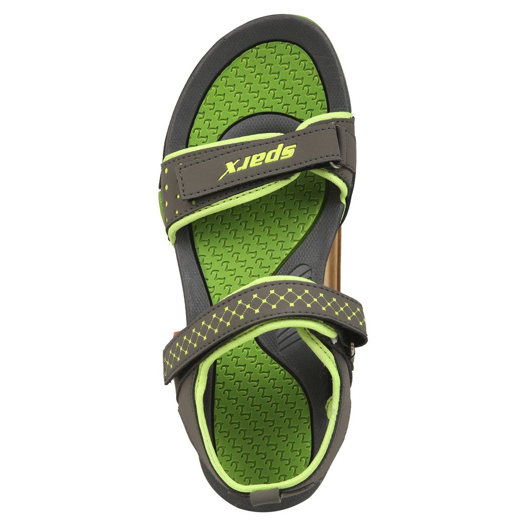 sparx women's ss0803l series drak grey fluorescent green synthetic casual sandal