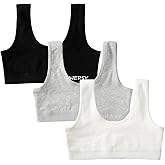 INNERSY Girls' Sports Bra Cotton Comfortable Wireless Training Bra for Teen Girls 3 Pack