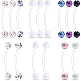 Ruifan 5PCS Pregnancy Sport Maternity Clear Flexible Bioplast 14G Belly Navel Button Ring Body Jewelry Piercing Retainer 1Inch (25mm)