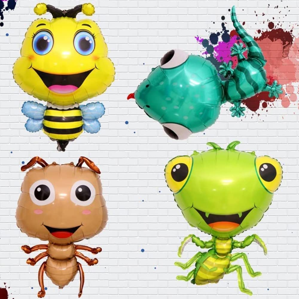 4 Pcs Insect Balloons Animal Cute Bee Gecko Snail Mantis Insect Balloon for Wildlife Animals Garden Theme Birthday Party Decorations Supplies Baby Shower Birthday Party Decorations…