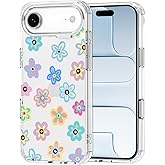 MOSNOVO for iPhone Air Case | Military Grade 6.6ft Drop Tested | Camera Control | Clear with Groovy Flower Design