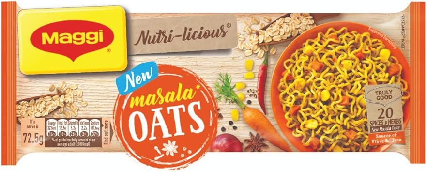 MAGGI NUTRI-Licious Oats Masala Noodles (Pack of 4) 290g Pouch