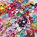 Chenkou Craft Random of 100pcs Puppy Yorkie Dog Hair Bow with Rubber Band Rhinestone Pet Grooming Products Mix Colors Varies Patterns Pet Hair Bows Dog Accessories