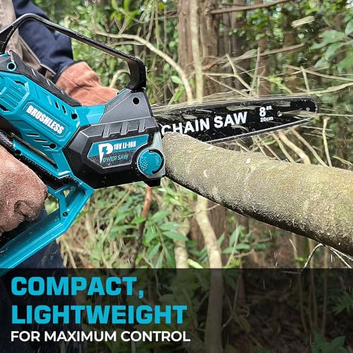 8-Zoll Kettensäge für Makita 18V Akku, automatischer Öler, bürstenlose 6-Zoll und 8-Zoll Akku Baumsäge, batteriebetriebene Mini-Kettensäge zum Holzschneiden und Baumbeschneiden (nur Werkzeug) thumbnail 3