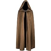 JPXH Medieval Cloak with Hood Renaissance Cape for Men and Women Halloween Costume