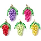 Gelirda 20Pcs Mix Color Grape Pendants Handmade Glass Seed Charms Cute Imitation Fruit Ornaments for Jewelry Making Keychain Bag Crafts Finding Accessory