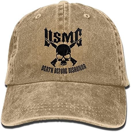 Mens Quick Dry USMC Death Before Dishonor Classic Adjustable Jeans Cap