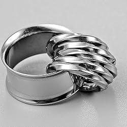 Twolobes 2 PCS Silver Ear Gauges With 10 twisty