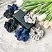 FRENCHIE SCRUNCHIES | Exquisite Athletic Scrunchies in Classic Colours in Matte Black Scrunchies Holder Gift Box - Small & Large Scrunchies - Black, Navy Blue, Gray - Workout Scrunchies