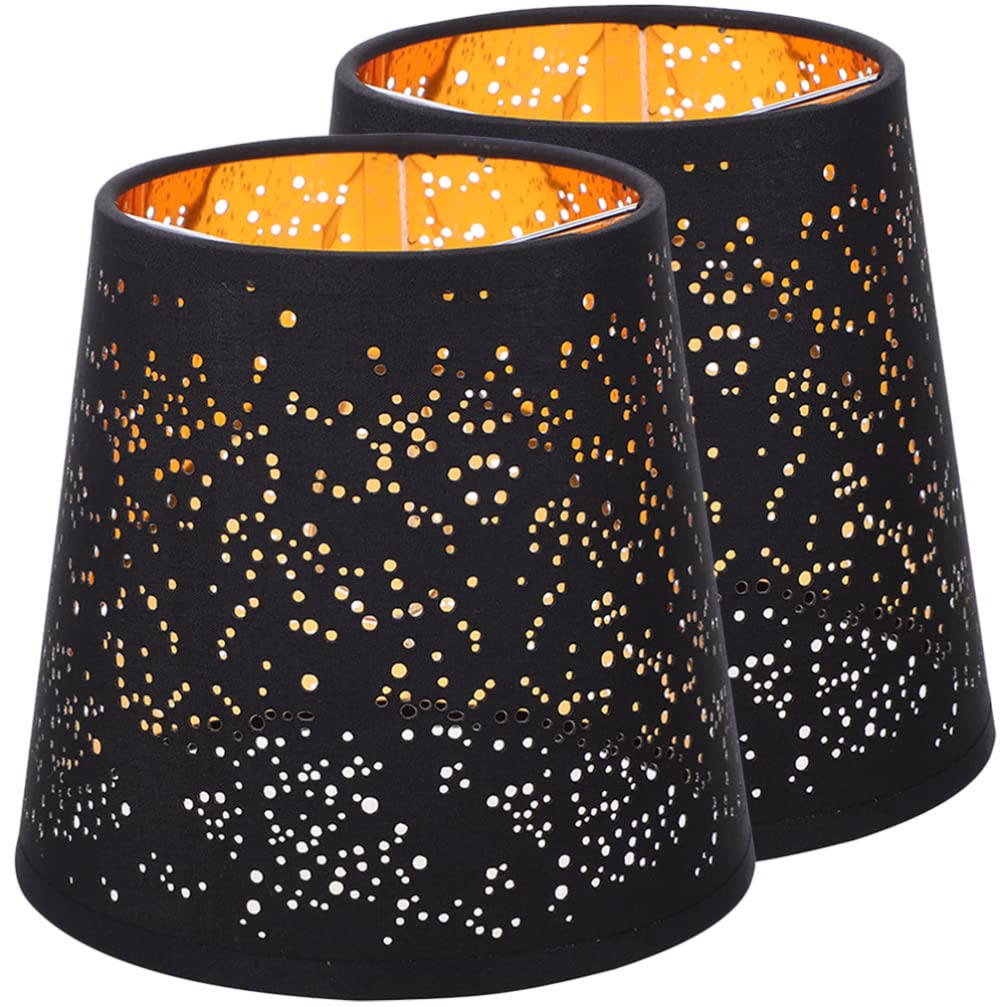 Lurrose 2pcs Barrel Fabric Lampshade, Clip on Lamp Shade Hollow Cloth Lamp Shade Replacement for Floor Ceiling Wall Light