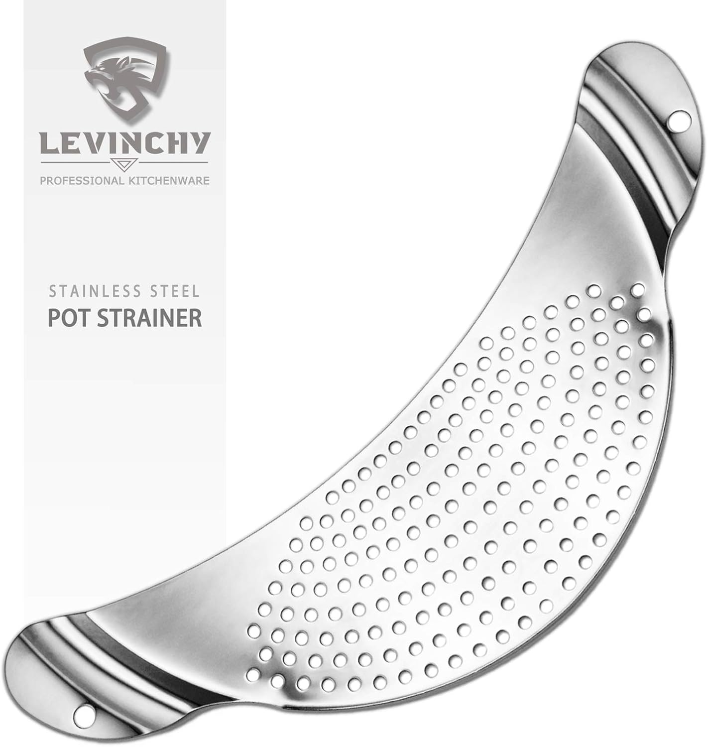 LEVINCHY Pot Strainer Stainless Steel Strainer Noodles Pasta Fruit Veggies Food Strainers with Double Handles, Easy Draining Durable Dishwasher Safe, Sizes Up to 10 Inches