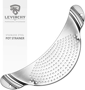 LEVINCHY Pot Strainer Stainless Steel Strainer Noodles Pasta Fruit Veggies Food Strainers with Double Handles, Easy Draining Durable Dishwasher Safe, Sizes Up to 10 Inches